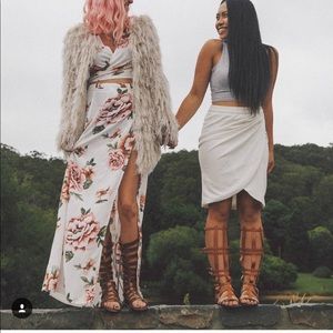 Floral wrap skirt set